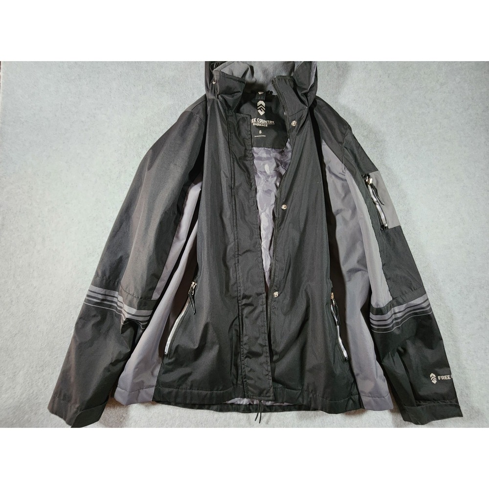 Free Country Women's Jacket, Small, Black And Gray, Zipper And Snap, Hood, Coat